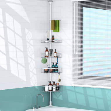 Tension rod online shower caddy